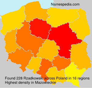 Surname Rzadkowski in Poland