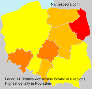 Surname Rzatkiewicz in Poland
