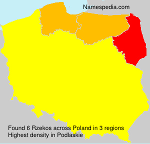 Surname Rzekos in Poland