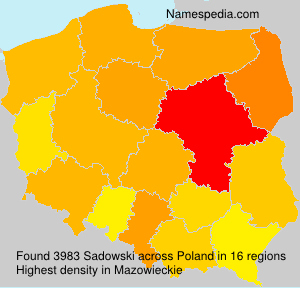 Surname Sadowski in Poland Surname Sadowski in Poland