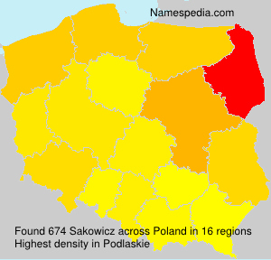Surname Sakowicz in Poland Surname Sakowicz in Poland