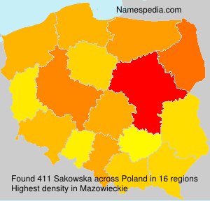 Surname Sakowska in Poland Surname Sakowska in Poland