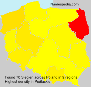 Surname Siegien in Poland Surname Siegien in Poland