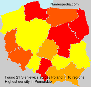 Surname Sieniewicz in Poland Surname Sieniewicz in Poland