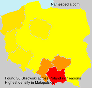 Surname Slizowski in Poland Surname Slizowski in Poland