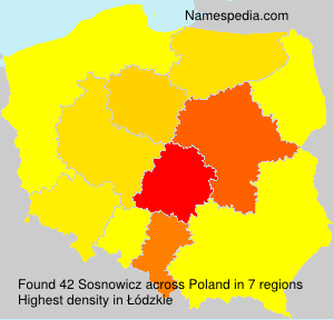 Surname Sosnowicz in Poland Surname Sosnowicz in Poland