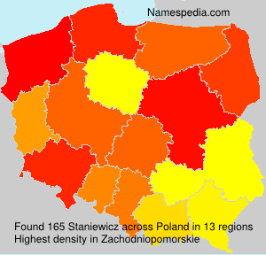 Surname Staniewicz in Poland Surname Staniewicz in Poland