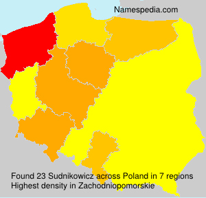 Surname Sudnikowicz in Poland Surname Sudnikowicz in Poland