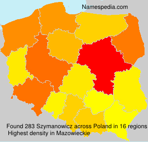 Surname Szymanowicz in Poland Surname Szymanowicz in Poland