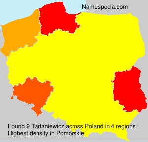 Surname Tadaniewicz in Poland Surname Tadaniewicz in Poland