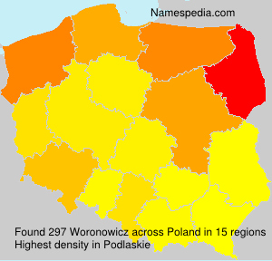 Surname Woronowicz in Poland Surname Woronowicz in Poland