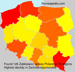 Surname Zabkiewicz in Poland Surname Zabkiewicz in Poland
