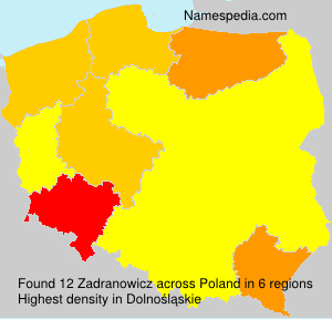 Surname Zadranowicz in Poland Surname Zadranowicz in Poland