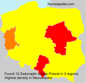Surname Zadunajski in Poland