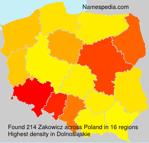 Surname Zakowicz in Poland Surname Zakowicz in Poland
