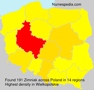 Surname Zimniak in Poland