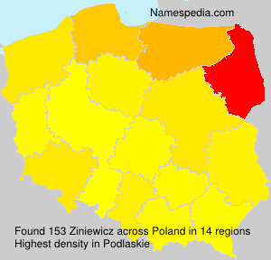 Surname Ziniewicz in Poland Surname Ziniewicz in Poland