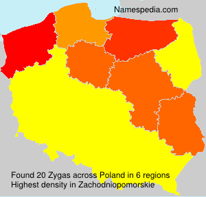 Surname Zygas in Poland
