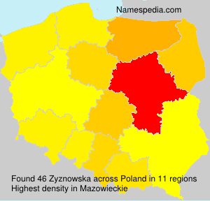 Surname Zyznowska in Poland Surname Zyznowska in Poland