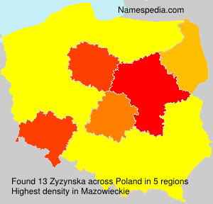Surname Zyzynska in Poland Surname Zyzynska in Poland