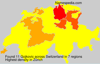 Surname Gojkovic in Switzerland Surname Gojkovic in Switzerland