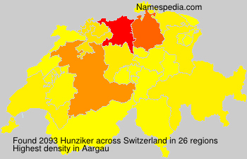Surname Hunziker in Switzerland