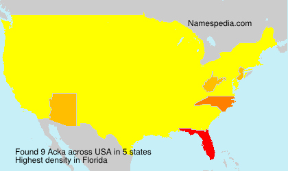 Surname Acka in USA Surname Acka in USA