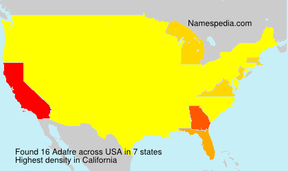 Surname Adafre in USA Surname Adafre in USA