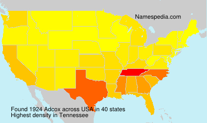 Surname Adcox in USA Surname Adcox in USA