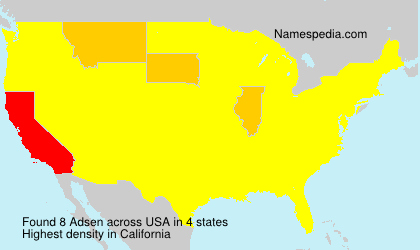Surname Adsen in USA Surname Adsen in USA
