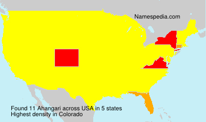 Surname Ahangari in USA