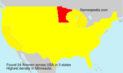Surname Anonen in USA Surname Anonen in USA