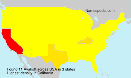Surname Avakoff in USA