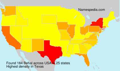 Surname Behal in USA Surname Behal in USA
