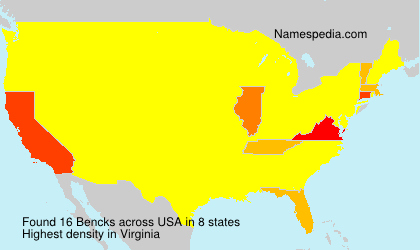 Surname Bencks in USA Surname Bencks in USA