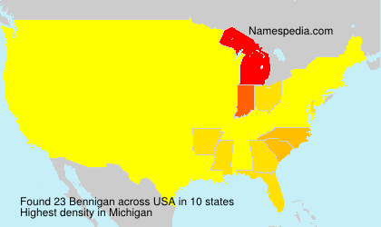 Surname Bennigan in USA Surname Bennigan in USA