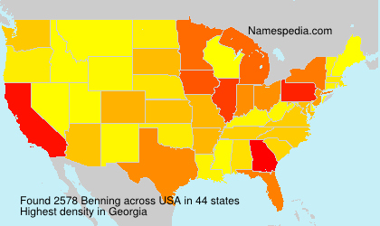 Surname Benning in USA Surname Benning in USA
