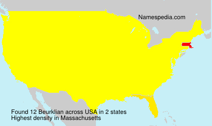 Surname Beurklian in USA Surname Beurklian in USA