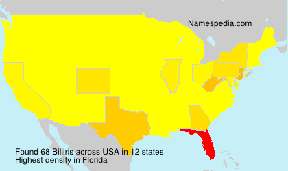 Surname Billiris in USA Surname Billiris in USA