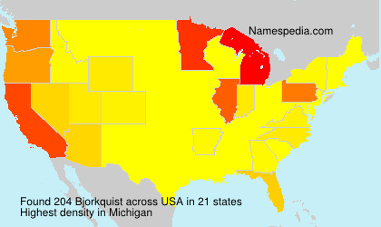 Surname Bjorkquist in USA Surname Bjorkquist in USA