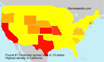 Surname Cordonier in USA Surname Cordonier in USA