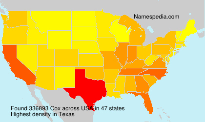 Surname Cox in USA Surname Cox in USA