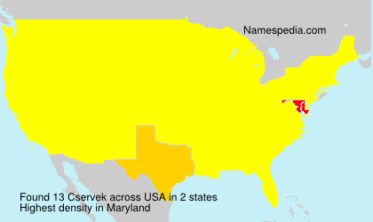 Surname Cservek in USA Surname Cservek in USA
