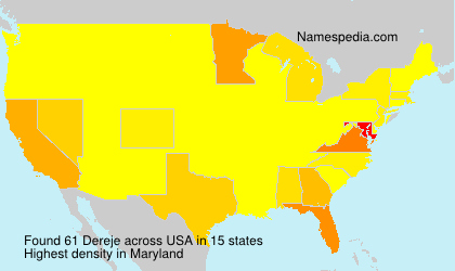 Surname Dereje in USA Surname Dereje in USA