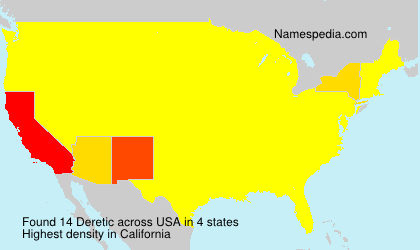 Surname Deretic in USA Surname Deretic in USA