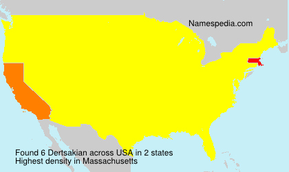 Surname Dertsakian in USA Surname Dertsakian in USA