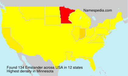 Surname Emslander in USA