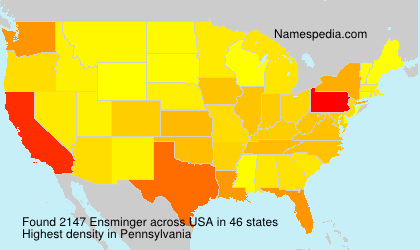 Surname Ensminger in USA Surname Ensminger in USA