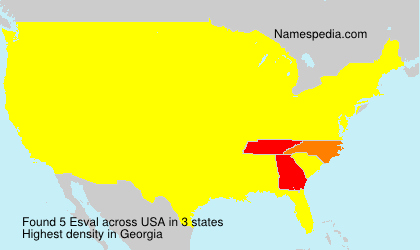 Surname Esval in USA Surname Esval in USA