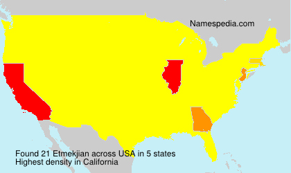 Surname Etmekjian in USA Surname Etmekjian in USA